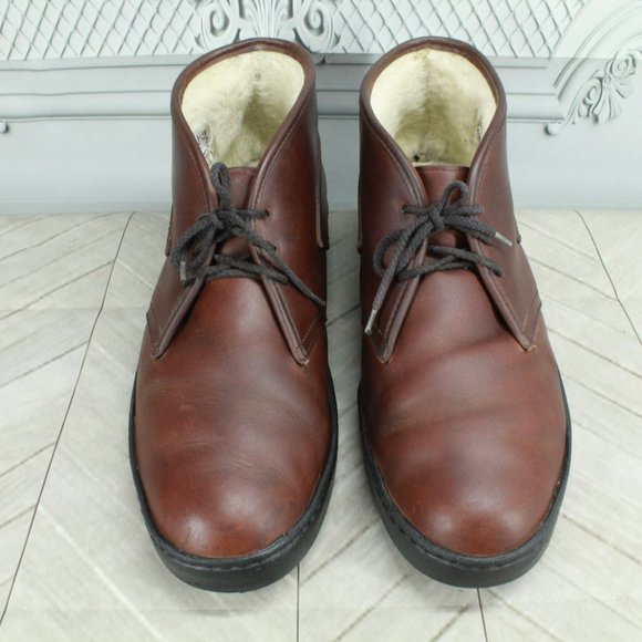 Bates Floaters Brown Leather Shearling Lined Ankle Chukka Boots Size 12 Wide - Picture 5 of 9